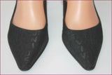 SONIA RYKIEL Escarpins Pointus Toile Imprimée Noire Talons Ouverts T 37 TBE