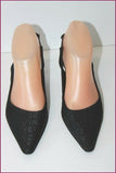 SONIA RYKIEL Escarpins Pointus Toile Imprimée Noire Talons Ouverts T 37 TBE