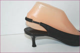 SONIA RYKIEL Escarpins Pointus Toile Imprimée Noire Talons Ouverts T 37 TBE
