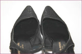 SONIA RYKIEL Escarpins Pointus Toile Imprimée Noire Talons Ouverts T 37 TBE