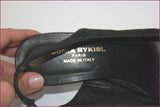 SONIA RYKIEL Escarpins Pointus Toile Imprimée Noire Talons Ouverts T 37 TBE