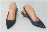 AURA By Lodi Escarpins Pointus Ouverts Cuir Bleu Pétrole T 38 TBE