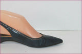 AURA By Lodi Escarpins Pointus Ouverts Cuir Bleu Pétrole T 38 TBE