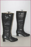 Bottes Vintages Tout Cuir Noir Mollets Forts T 38.5 TBE