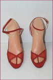 ESTATE Elle Moda Escarpins Toile et Cuir Rouge Hauts Talons T 39 TBE