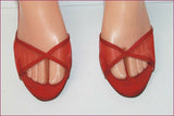 ESTATE Elle Moda Escarpins Toile et Cuir Rouge Hauts Talons T 39 TBE