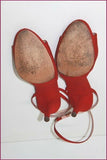 ESTATE Elle Moda Escarpins Toile et Cuir Rouge Hauts Talons T 39 TBE