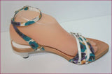 DOMINICI Sandales Bois Cuir et Tissu Multicolore T 37 TBE