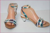 DOMINICI Sandales Bois Cuir et Tissu Multicolore T 37 TBE