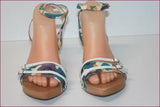 DOMINICI Sandales Bois Cuir et Tissu Multicolore T 37 TBE