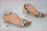 DOMINICI Sandales Bois Cuir et Tissu Multicolore T 37 TBE