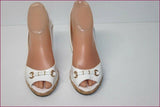 ZARA Escarpins Sandales Cuir Blanc Cassé Talons compensés T 36 TBE