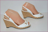 ZARA Escarpins Sandales Cuir Blanc Cassé Talons compensés T 36 TBE