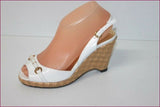 ZARA Escarpins Sandales Cuir Blanc Cassé Talons compensés T 36 TBE