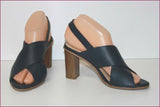 ERAM Escarpins Ouverts Cuir Bleu Marine T 37 TBE