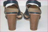 ERAM Escarpins Ouverts Cuir Bleu Marine T 37 TBE