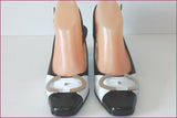 GENEVIEVE DE FONTENAY Escarpins Cuir Noir et Blanc T 37 TBE