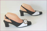 GENEVIEVE DE FONTENAY Escarpins Cuir Noir et Blanc T 37 TBE