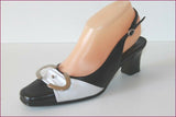 GENEVIEVE DE FONTENAY Escarpins Cuir Noir et Blanc T 37 TBE