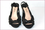 GEOX Patent Sandales Compensées Cuir Noir T 40 TBE