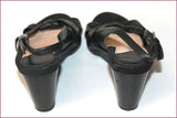 GEOX Patent Sandales Compensées Cuir Noir T 40 TBE