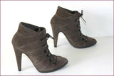 EDEN Bottines à Lacets Pointues Cuir Vert Bronze Hauts Talons T 37 TTBE