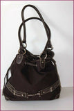 KATANA Sac Shopping Toile Enduite Imperméable Marron Porté Epaule TBE