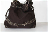 KATANA Sac Shopping Toile Enduite Imperméable Marron Porté Epaule TBE