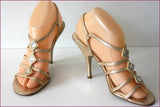 ENZO ANGIOLINI Escarpins Sandales Cuir Doré Lanières T 37 TTBE