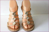 ENZO ANGIOLINI Escarpins Sandales Cuir Doré Lanières T 37 TTBE