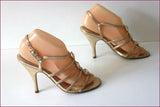 ENZO ANGIOLINI Escarpins Sandales Cuir Doré Lanières T 37 TTBE