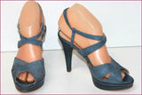 DONNA PIU Sandales Cuir Bleu Jean T 37 TBE