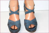DONNA PIU Sandales Cuir Bleu Jean T 37 TBE