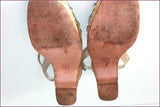 CHARLES JOURDAN Sandales Compensées Cuir Beige  Talon Osier Tressé T 39 TBE