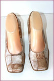 ESISTERE DONNA Escarpins Vintage Cuir Verni Brillant Beige T 38 IT / 39 FR TBE