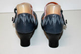 ART Escarpins à sangles Cuir Gris Bleu Talons Bobines T 39 ETAT NEUF