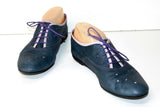 ARCUS Sneakers Derby à Lacets Cuir Ajouré Bleu Jean T 39 TBE
