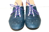 ARCUS Sneakers Derby à Lacets Cuir Ajouré Bleu Jean T 39 TBE