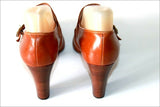 FILOGRANA OF MILANO Escarpins Vintage Tout Cuir Marron Caramel T 38.5 TBE