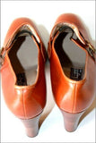 FILOGRANA OF MILANO Escarpins Vintage Tout Cuir Marron Caramel T 38.5 TBE