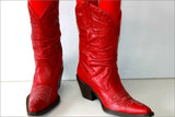Bottines Boots Cuir Fripé Rouge Doublées Cuir T 37 TBE