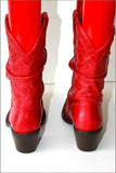 Bottines Boots Cuir Fripé Rouge Doublées Cuir T 37 TBE