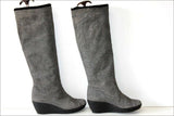 Bottes Compensées Cuir Souple Epais Gris chiné Doublées Cuir T 38 TTBE