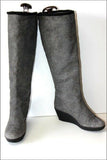 Bottes Compensées Cuir Souple Epais Gris chiné Doublées Cuir T 38 TTBE