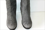 Bottes Compensées Cuir Souple Epais Gris chiné Doublées Cuir T 38 TTBE