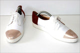 GEOX Respira Tennis Femme Cuir Blanc et Daim Marron T 41 TBE