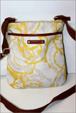 LE TANNEUR Sac Pochette Toile Enduite Imprimée Jaune et Blanche TBE