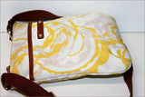 LE TANNEUR Sac Pochette Toile Enduite Imprimée Jaune et Blanche TBE