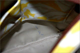 LE TANNEUR Sac Pochette Toile Enduite Imprimée Jaune et Blanche TBE
