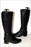 CHARLES KAMMER Bottes Cuir Grainé Noir Bandes Elastiquées T 35.5 TBE